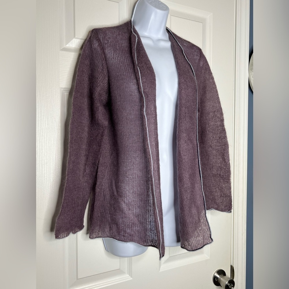 Divertimento Women’s 2 Mohair Knit Cardigan Sweater Purple Xs Made In France - Picture 10 of 15